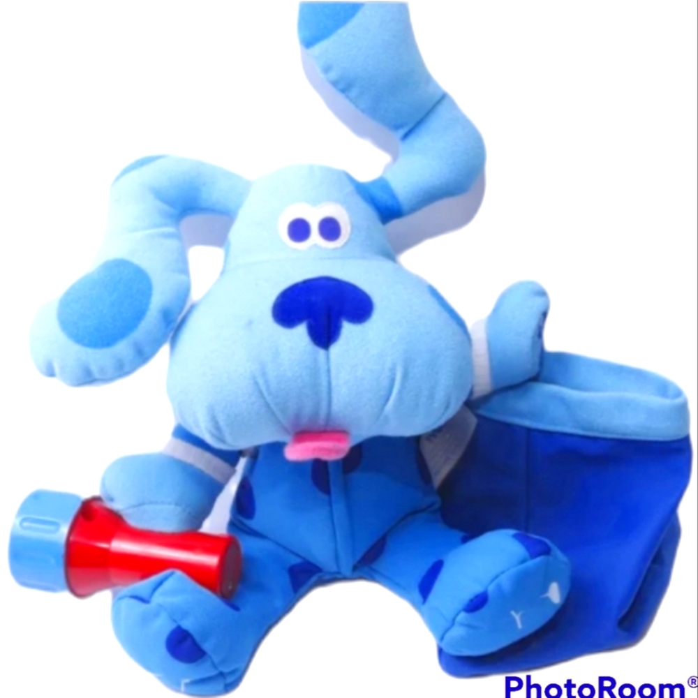 Vintage 90s Y2K Blue's Clue Dog Bedtime Sleepover Sleeping Bag Flashlight Plush